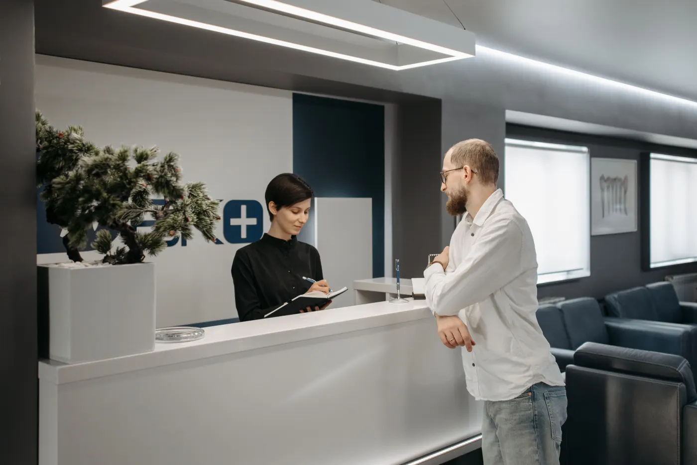 Reception desk in a modern dental clinic for Orchard Smiles Dental Surgery
