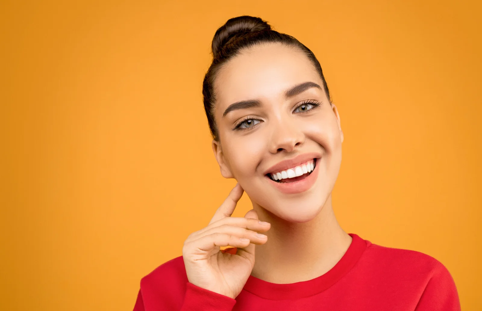 Smiling adult portrait for restorative dentistry information